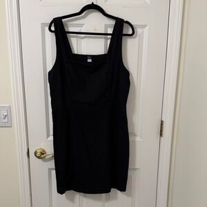 Old Navy Black Linen Blend Dress with Elastic Back XXL